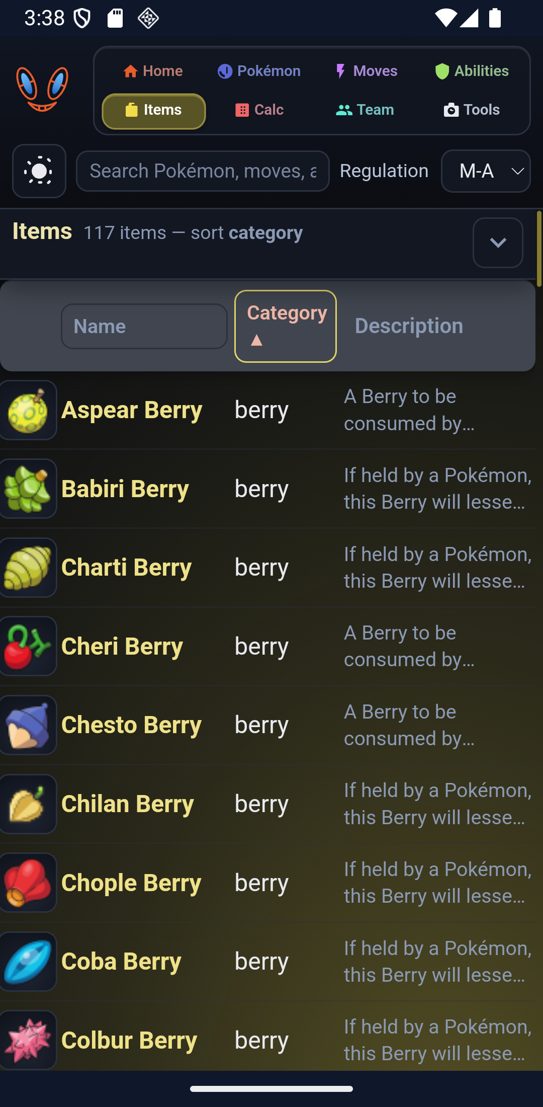Champions DB — items catalog
